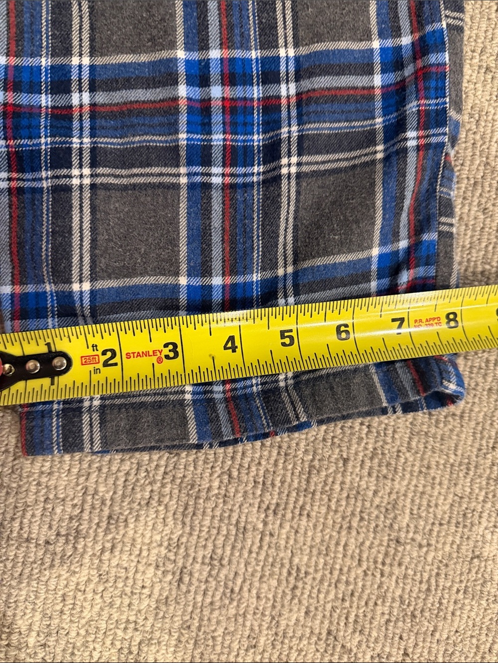 LANDS END MEN'S GRAY BLUE, RED & WHITE PLAID LOUNGE PANTS SIZE SMALL/TALL - Picture 7 of 8